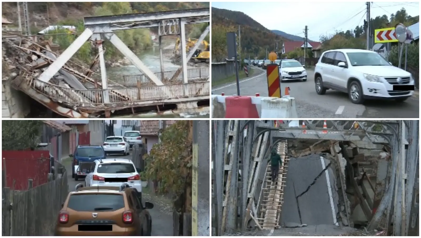 Podul de pe DN12A s-a prăbușit, localnicii protestează: „N-au făcut nimic!”